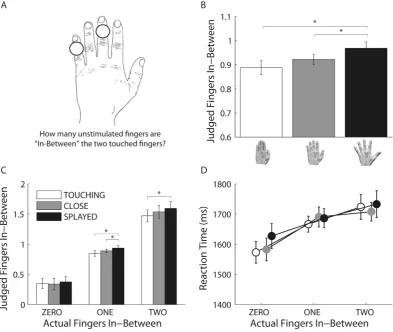 Figure 1. Schematic representation of the in-between task (fingers were separated by one centimetre