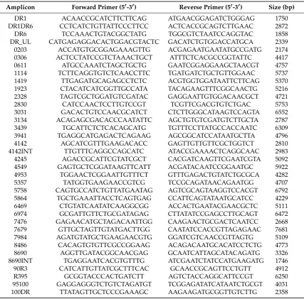 Table 1. Long range PCR genome amplicon primers.