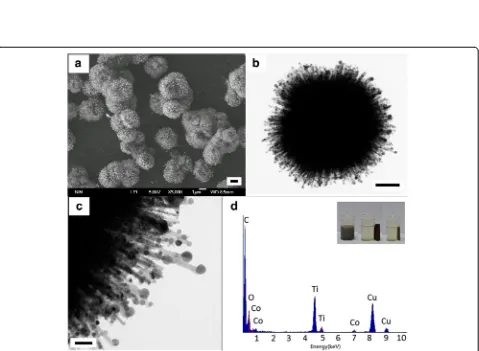 Figure 1 Synthesis process of the 3D urchin-like hierarchical TiO2 nanostructures decorated with magnetically bimetallic core-shellnanostructures.
