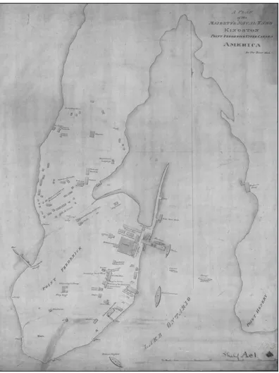 Figure 5. The 1815 Admiralty Plan: A Plan of His Majesty’s Naval Yard Kingston Point Frederick Upper Canada America in the Year 1815, showing various buildings, including the shanties