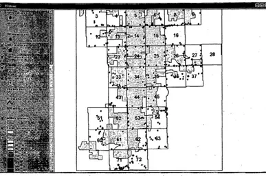 Figure 5. ArcView screen capture, showing all Hector settlement themes for 1857 activated