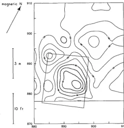 Figure 8. values coincide with A map of electrical resistivity at Harpers Ferry. The low the location of a shed which is seen on Sanborn maps from the years 1902 through 1933; it is marked with a rectangle
