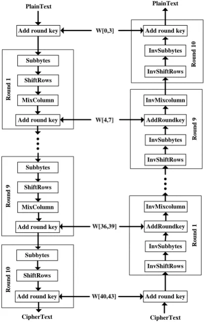 Fig. 1. Standardized AES encryption  and decryption algorithms. 