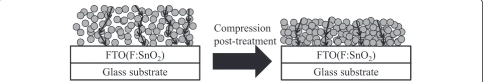 Figure 1 Deposition of TiO2 films by doctor blade process and a subsequent mechanical compression as post-treatment.