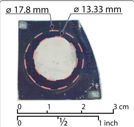 Figure 3 Fabricated device.porous area is a circular region of about 17 mm diameter, thoughthe filled area is smaller