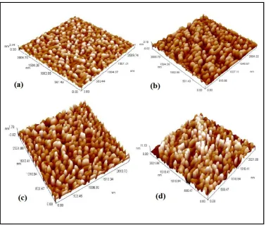 Figure III  AFM (a) & (b) 0.2 M at 600 Cº (c) & (d) 0.4 M at 800 Cº. 