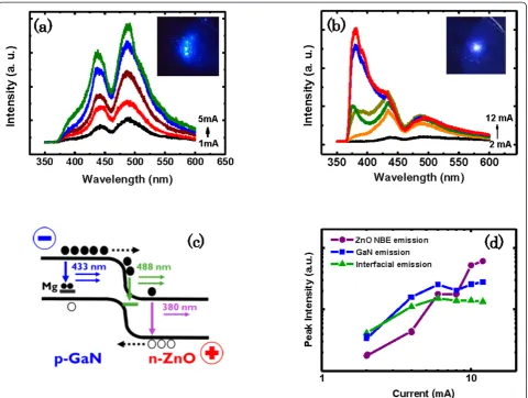 Figure 4 The linear dependence and the carrier transports and recombination mechanisms