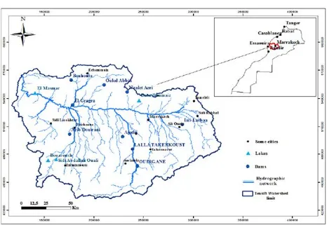 Figure 1: Presentation of the Tensift watershed in the Marrakech-Tensift-Al Haouz. 