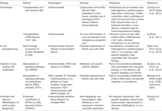 Table 1. Strategies to generate cardiomyocytes in vivo