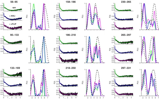 FIGURE 8. EPR distance measurements on doubly-labeled IKK�, apo and complexed with IKK� and vFLIP