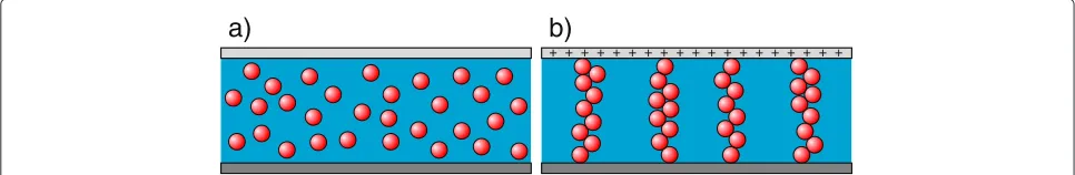 Figure 5 Diagram of electric field in mounted electrorheological system. (A) Stable lower plate, (B) field lines, (C) ER-rotor, (D) ER-adapter, (E)positive electrode connected to a high-voltage power supply.