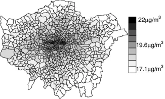 Figure 4: Estimated average annual exposure to PM10.