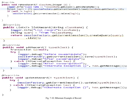 Fig. 7-10: Hibernate Example of Record 