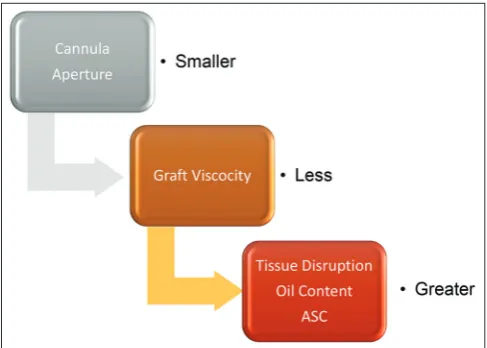 Figure 7: Diagram relation between cannula port – width size and tissue disruption, oil content and adipose stem cell
