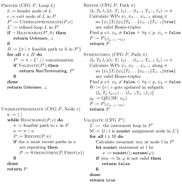 Fig. 3. Algorithmnating loop. To prove nontermination of Prover for underapproximation to synthesize a reachable nontermi- P, Prover should be run on all loops L.