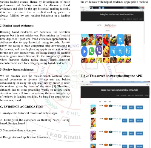Fig 2: This screen shows uploading the APK  