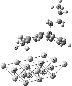 Figure 5. B3LYP/6-311+G(d,p)-optimized structure of the fluoxetine-Agcluster. This most stable conformation confirms the orientation of the CF183-group towards the metal surface