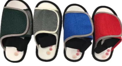 FIGURE 4: EXPERIMENTAL FOOTWEAR: SIZE 42/43 (GREEN); 40/41 (GREY); 38/39 (BLUE); AND 36/37 (RED) 