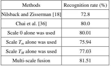 Table 1. Correct classification rates (at equal error rates) on the PASCAL challenge 2005 Test Set 2 