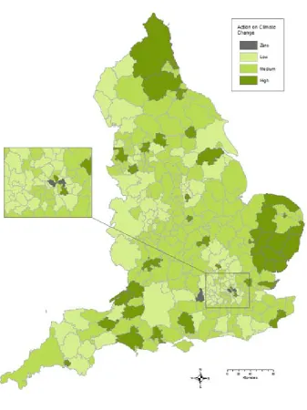 Figure 3: Action Index on climate change in England. The data sources used are outlined in Table 1