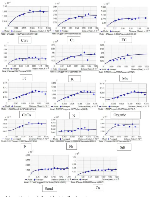 Figure 3. Appropriate variogram for the spatial analysis of the soil properties 