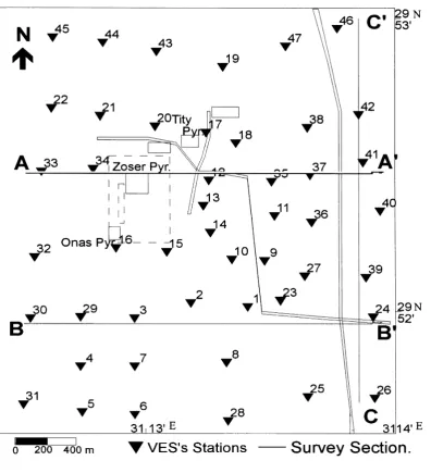 Fig. 1. Location Map for Geophysical survey in Saqqara area.