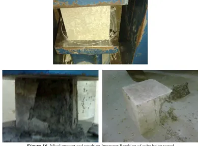 Figure 16.    Misalignment and resulting Improper Breaking of cube being tested 