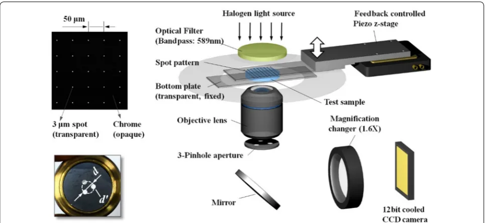 Fig. 4 a A full‑field defocused spot image, and b the summary of defocused spot images for RIs with changing z