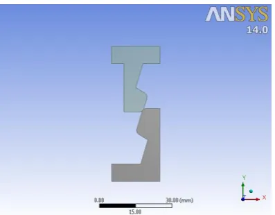 Figure 3: 2D model of snap lock in ANSYS 14.0 