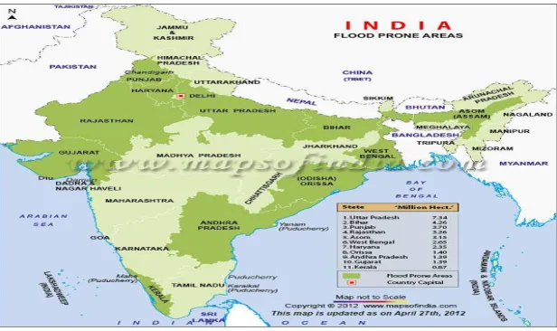 Fig 2.1: Areas affected by flash floods [6]  