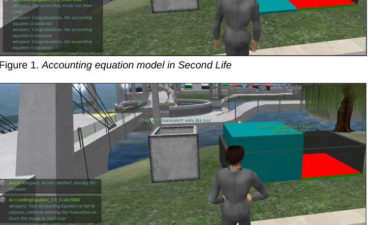 Figure 1. Accounting equation model in Second Life 
