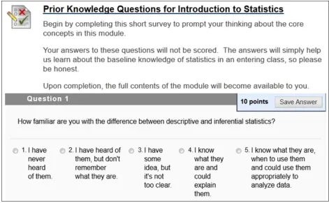 Figure 2. Sample prompt and question from an assessment of prior knowledge. 