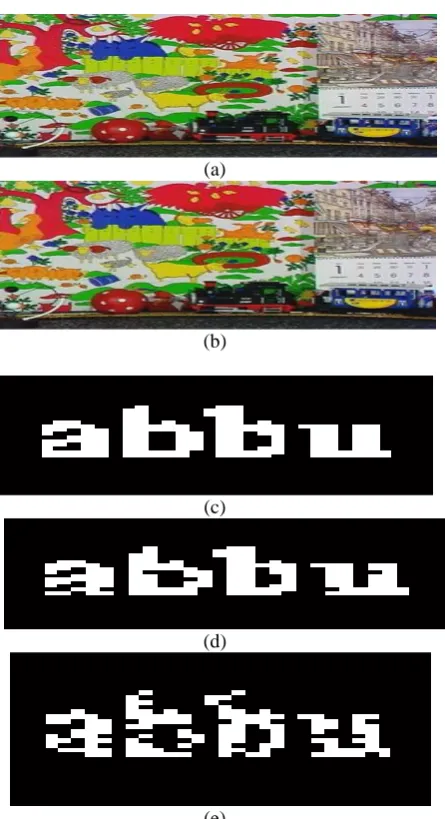 Figure 10: (a) Original Video frame (b) Watermarked frame (c) Original Logo (d) extracted with PN spreading sequence and LDPC coding (e) extracted Without LDPC coding  