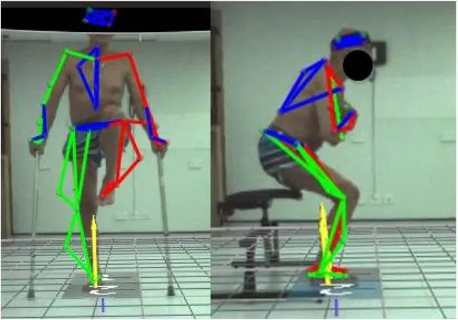 Figure 1: Standing hip flexion task and stand-to-sit-to-stand task. 