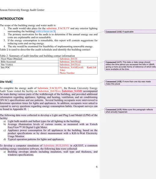 Table 2 is used to describe the audit schedule and identify the building contact 
