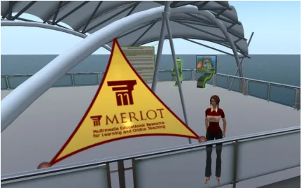 Figure 1.  A picture of my avatar at the CLIVE (Center for Learning in Virtual Environments) island   