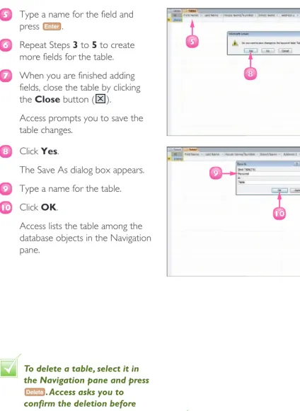 table, along with any data that 