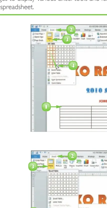 table to your document to display a list of items or a roster of classes. Tables contain 