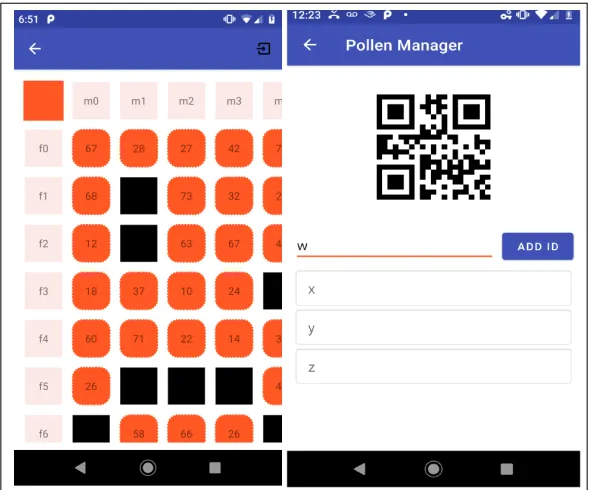 Figure 1: Cross block visualization on the left and pollen manager on the right within Intercross.