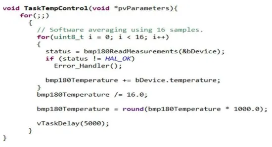 Figure 12: FreeRTOS Task to Check Temperature Value Using BMP180 