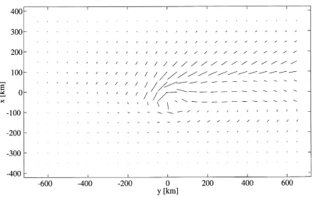 Fig. 5. Horizontal current distribution associated with the westward travelling surge (WTS)