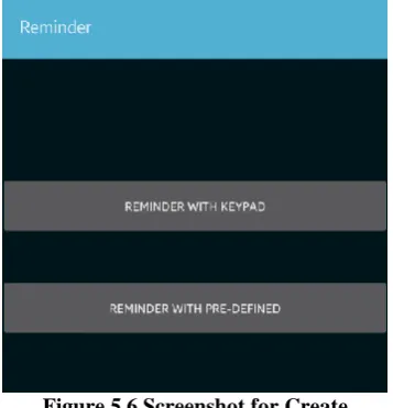 Figure 5.7 displays the screenshot for manually creating reminders with keypad. In this, the user has to provide the title, body, reminder date and time
