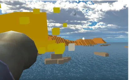 Figure 1: Screenshot displaying the in game shooting animation. The player will be able toshoot from a canon and will see a red and orange cloud animation indicating a shot has beenﬁred.