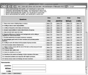 FIGURE 3.1. Peer and self-assessment webpage.
