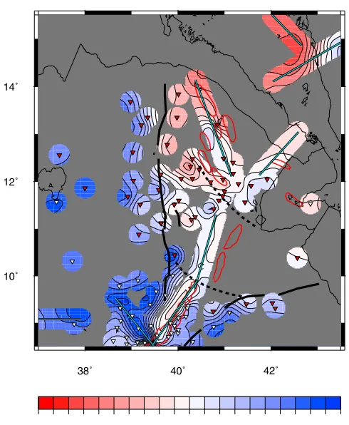 Figure 5.A map of Moho depth based on receiver function results from this and previous receiver function studies[Dugda et al., 2005; Dugda and Nyblade, 2006; Stuart et al., 2006] and controlled source work [Berckhemer et al.,1975; Makris and Ginzburg, 1987
