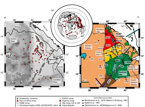 Figure 1.(a) Map showing the seismic stations in the Afar depression and surrounding region