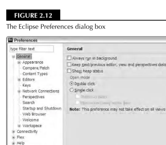FIGURE 2.12The Eclipse Preferences dialog box