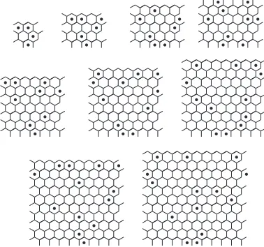 Fig. 2.Square distinct difference conﬁgurations with the largest number ofdots possible for r = 2, 3, 