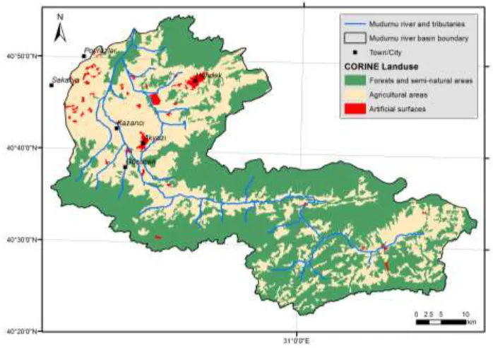 Figure 1. Landuse distribution in the Mudurnu river basin 