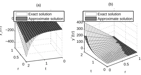 Table 3 show the comparison of the exact and the approximate solution obtained by HPMat t = 0:1 and t = 0:3 for any r 2 [0; 1]